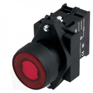 Кнопка 3SB 1НЗ AC плоская красный подсветка без фиксации