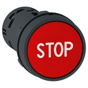 Кнопка моноблочная XB7 1НЗ пружинный возврат маркировка STOP красный