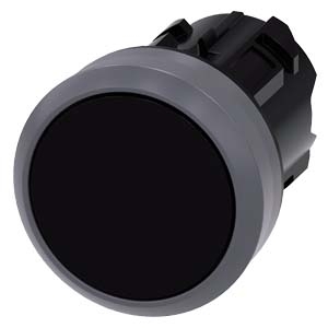 Кнопка 3SU 22мм плоская чёрный фиксация
