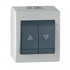 Выключатель кнопка 10 A 250 В IP44 управления жалюзи POWER серый