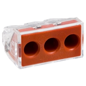 Соединитель для распределительных коробок 3-проводной 6 мм.кв Push Wire красный/прозрачный