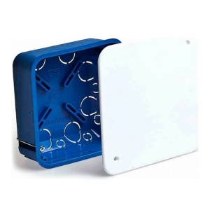 Коробка распаячная Тусо 100х100х45 мм IP30 для полых стен крышка синий
