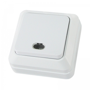 Выключатель 1-клавишный 10 А 250 В IP20 Ладога подсветка белый