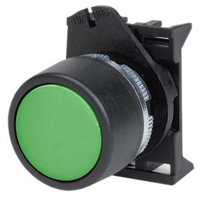 Кнопка плоская прозрачная с фиксацией зеленая DKC