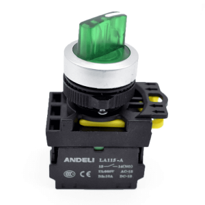 Переключатель LA115-A5-11XD/G 1НО+1НЗ 220 В подсветка фиксация зеленый